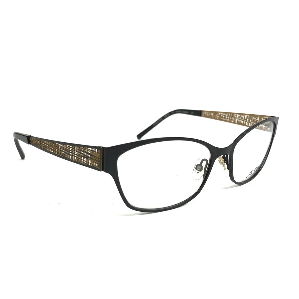 J.F. Rey Eyeglasses Frames JF2588 0055 Matte Black Gold Woven Ribbed 54-16-140